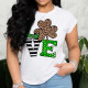 White Vintage Print Patchwork O Neck T-Shirts