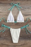 White Sexy Solid Bandage Patchwork Backless Swimwears (With Paddings)