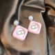 Pink Simplicity Geometric Rhinestone Earrings