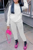 Pink Casual Letter Hot Drill Hooded Collar Long Sleeve Two Pieces