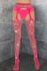 Rose Red Sexy Solid Hollowed Out See-through Hot Drill Lingerie
