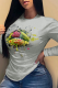 Grey Street Lips Printed Patchwork Letter O Neck Tops