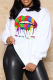 White Street Lips Printed Patchwork O Neck Tops