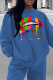 Blue Street Lips Printed Patchwork O Neck Tops