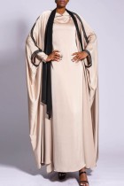 Champagne Casual Solid Patchwork Cardigan Outerwear