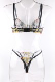 Skin Color Sexy Embroidery Patchwork See-through Backless Lingerie