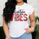 White Daily Print Patchwork O Neck T-Shirts