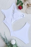 White Sexy Solid Patchwork Backless Swimwears (With Paddings)