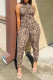 Leopard Print Sexy Casual Leopard Printing Turtleneck Skinny Jumpsuits