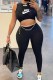 Black Casual Print Hollowed Out O Neck Jumpsuits