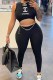 Black Casual Print Hollowed Out O Neck Jumpsuits