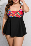 Black Sexy Print Patchwork Backless Swimwears (With Paddings)