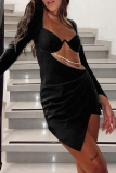 Green Sexy Solid Chains Square Collar Pencil Skirt Dresses