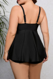Black Sexy Print Patchwork Backless Swimwears (With Paddings)