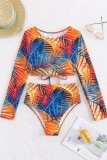 Multicolor Sexy Print Bandage Backless Swimwears (With Paddings)