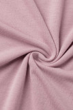 Pink Casual Solid Patchwork O Neck Short Sleeve Dress