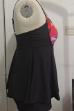 Black Sexy Print Patchwork Backless Swimwears (With Paddings)