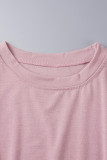 Pink Casual Solid Patchwork O Neck Short Sleeve Dress