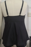 Black Sexy Print Patchwork Backless Swimwears (With Paddings)