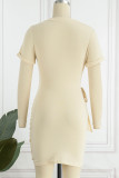 Pink Casual Solid Patchwork O Neck Short Sleeve Dress