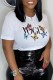White Street Print Letter O Neck T-Shirts
