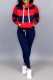 Tibetan Blue Casual Striped Patchwork Hooded Collar Long Sleeve Two Pieces