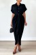 Black Casual Solid Patchwork Turndown Collar Shirt Dress Dresses