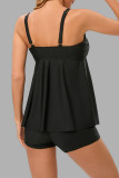 Black Sexy Print Patchwork Backless Swimwears (With Paddings)