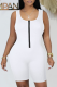 White Sexy Solid Patchwork Square Collar Skinny Rompers