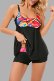 Black Sexy Print Patchwork Backless Swimwears (With Paddings)
