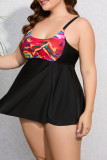 Black Sexy Print Patchwork Backless Swimwears (With Paddings)