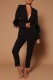Black Casual Print Patchwork Feathers Turn-back Collar Long Sleeve Two Pieces