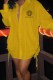 Yellow Sexy Print Fold Shirt Collar Shirt Dress Dresses