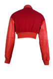 Red Street Embroidery Patchwork Mandarin Collar Outerwear