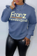 Blue Street Print Letter O Neck Tops