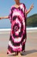 Fuchsia Casual Print Patchwork Slit V Neck Beach Dress Dresses