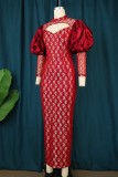 Red Sexy Patchwork Hollowed Out Half A Turtleneck Evening Dress Dresses