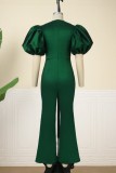 Purple Casual Solid Hollowed Out Patchwork Square Collar Regular Jumpsuits