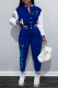 Blue Casual Print Patchwork Long Sleeve Two Pieces