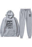 Red Casual Letter Print Basic Hooded Collar Long Sleeve Two Pieces