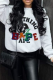 White Street Print Patchwork O Neck Tops
