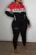 Red Casual Print Patchwork Letter Hooded Collar Long Sleeve Two Pieces