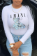 White Street Print Patchwork O Neck Tops