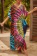 Orange Casual Print Patchwork Slit V Neck Beach Dress Dresses