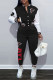 Black Casual Print Patchwork Long Sleeve Two Pieces