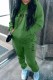 Green Casual Print Letter Hooded Collar Long Sleeve Two Pieces