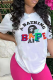 White Street Print Patchwork Letter O Neck T-Shirts