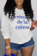 White Street Print Patchwork Letter O Neck Tops