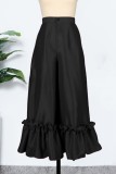 Rose Red Sexy Casual Solid Patchwork Backless With Bow Strapless Sleeveless Two Pieces