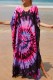 Purple Casual Print Patchwork Slit V Neck Beach Dress Dresses